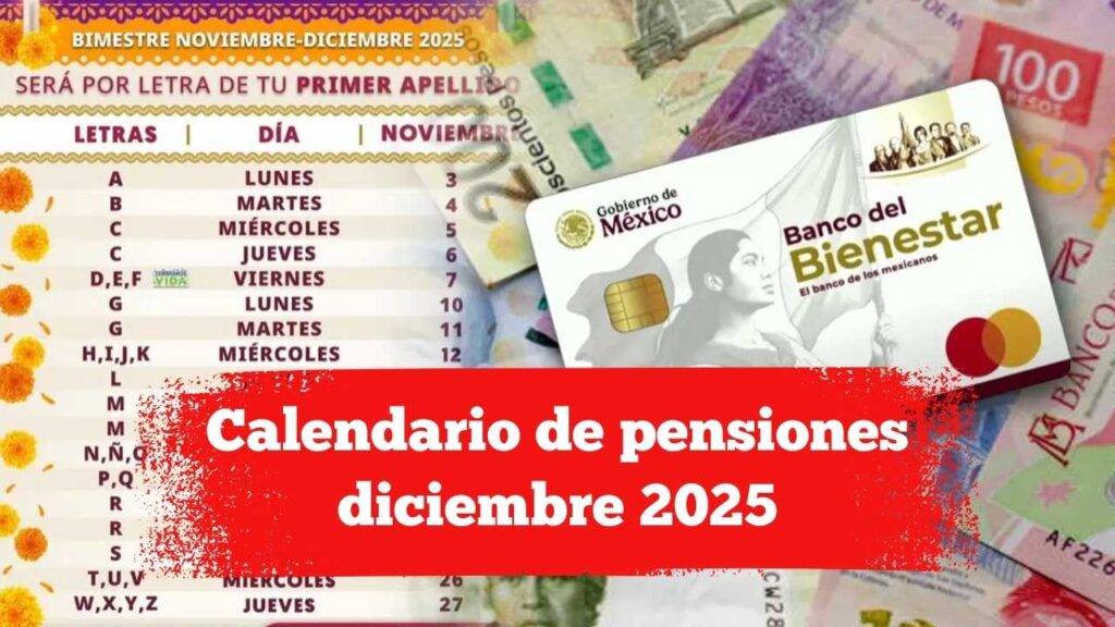 Calendario de pensiones diciembre 2025: consulta fechas y bancos