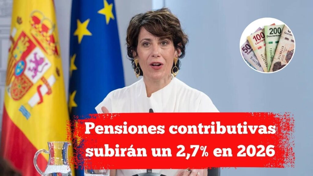 Pensiones contributivas subirán un 2,7% en 2026: todos los jubilados cobrarán más desde enero